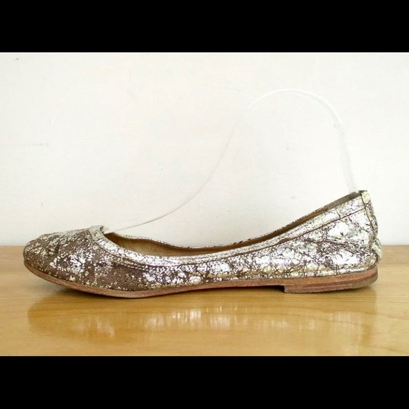 Frye Carson Metallic Gold Crackle Ballet Flat 8.5 - Picture 3 of 9